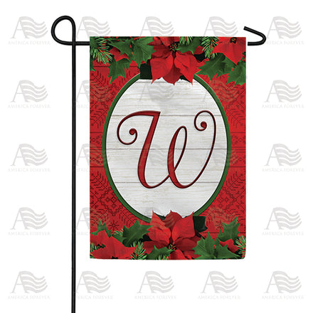 America Forever Red Poinsettia Monogram Garden Flag