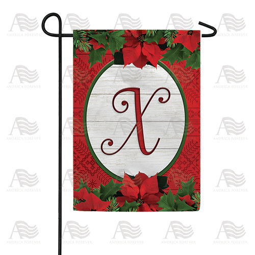 America Forever Red Poinsettia Monogram Garden Flag