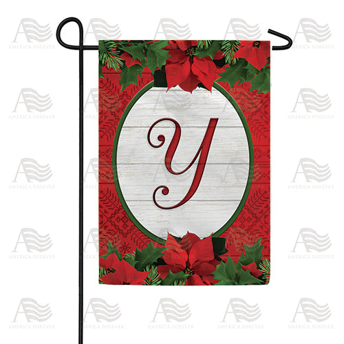 America Forever Red Poinsettia Monogram Garden Flag