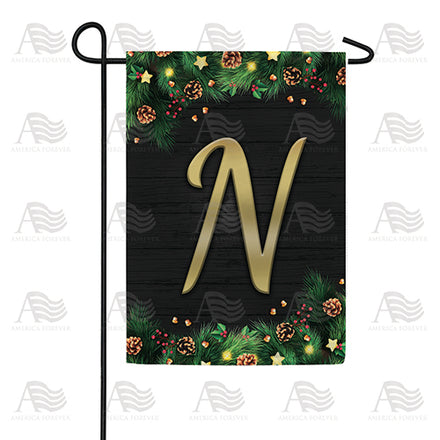 America Forever Pine Cones And Stars Monogram Garden Flag
