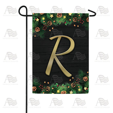 America Forever Pine Cones And Stars Monogram Garden Flag