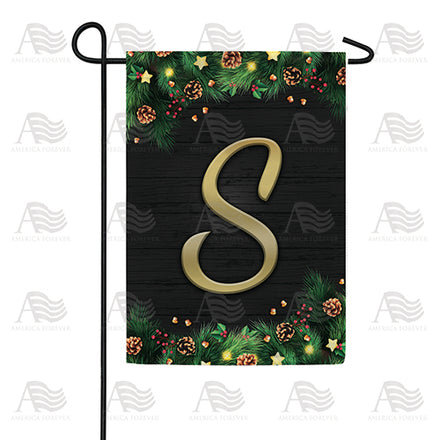 America Forever Pine Cones And Stars Monogram Garden Flag