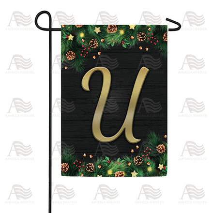 America Forever Pine Cones And Stars Monogram Garden Flag