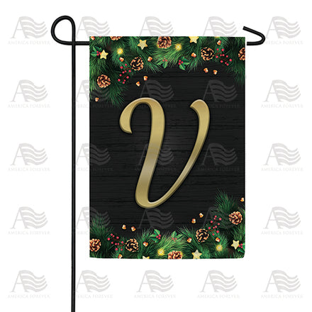America Forever Pine Cones And Stars Monogram Garden Flag