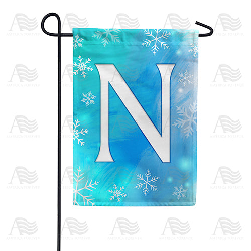 America Forever Snowflakes Monogram Garden Flag