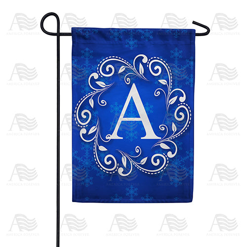 America Forever Royal Blue Winter Monogram Garden Flag