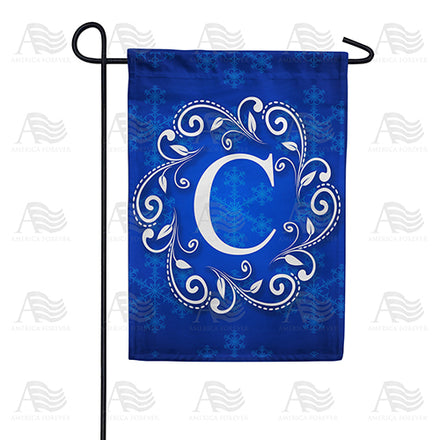 America Forever Royal Blue Winter Monogram Garden Flag