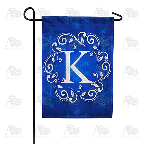America Forever Royal Blue Winter Monogram Garden Flag