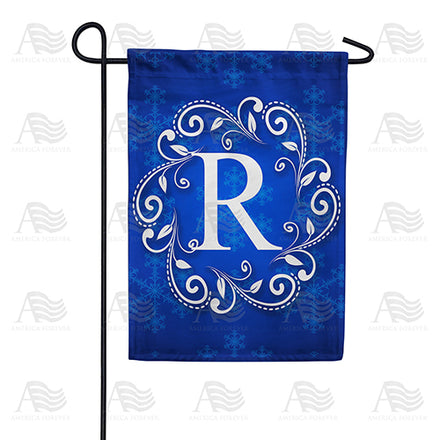 America Forever Royal Blue Winter Monogram Garden Flag