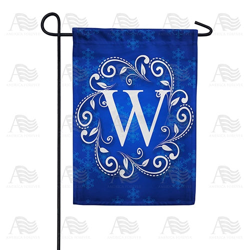 Royal Blue Winter Monogram Garden Flag