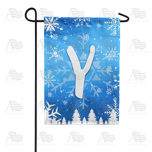 America Forever Wintry Monogram Garden Flag