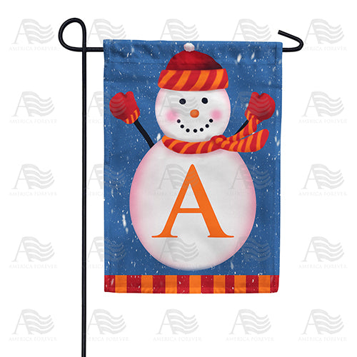 America Forever Cheerful Snowman Monogram Garden Flag