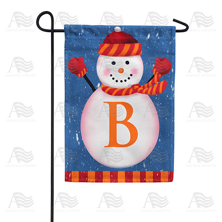 America Forever Cheerful Snowman Monogram Garden Flag