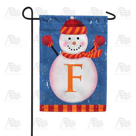 America Forever Cheerful Snowman Monogram Garden Flag
