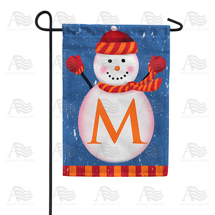 America Forever Cheerful Snowman Monogram Garden Flag
