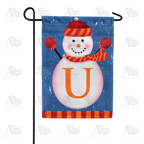 America Forever Cheerful Snowman Monogram Garden Flag