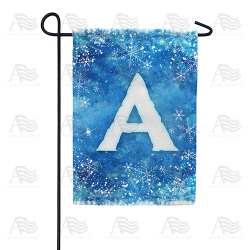 America Forever Icy Snowflakes Monogram Garden Flag