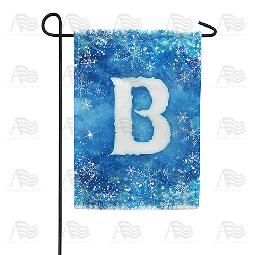 America Forever Icy Snowflakes Monogram Garden Flag