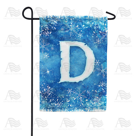 America Forever Icy Snowflakes Monogram Garden Flag