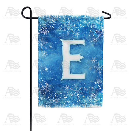 America Forever Icy Snowflakes Monogram Garden Flag