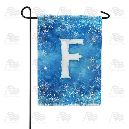 America Forever Icy Snowflakes Monogram Garden Flag