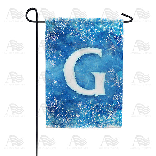 America Forever Icy Snowflakes Monogram Garden Flag
