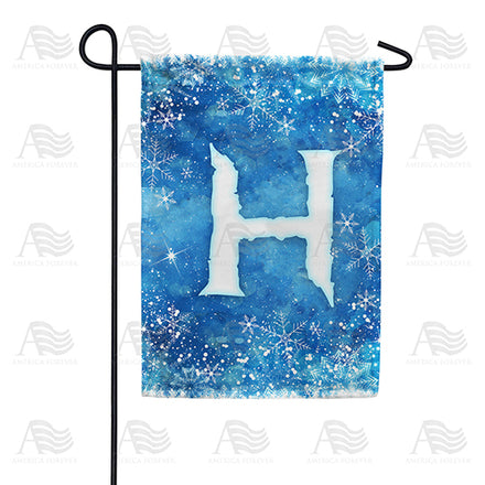 America Forever Icy Snowflakes Monogram Garden Flag