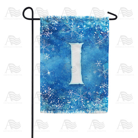 America Forever Icy Snowflakes Monogram Garden Flag
