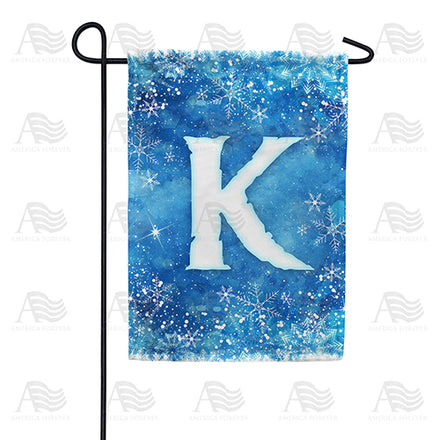 America Forever Icy Snowflakes Monogram Garden Flag