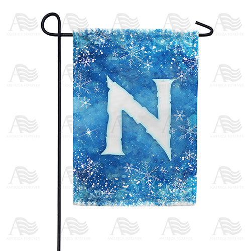 America Forever Icy Snowflakes Monogram Garden Flag