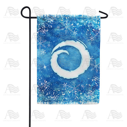America Forever Icy Snowflakes Monogram Garden Flag
