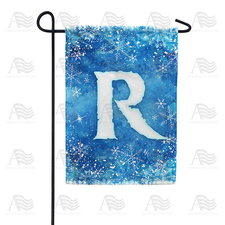 America Forever Icy Snowflakes Monogram Garden Flag