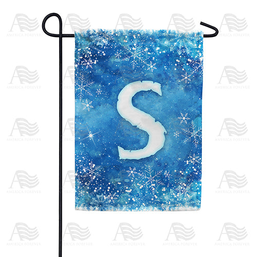 America Forever Icy Snowflakes Monogram Garden Flag