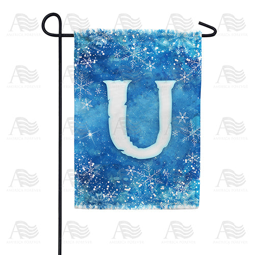 America Forever Icy Snowflakes Monogram Garden Flag