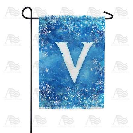 America Forever Icy Snowflakes Monogram Garden Flag