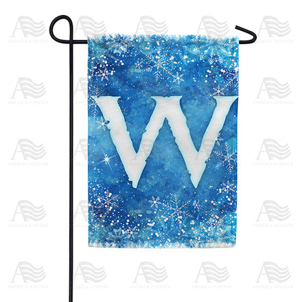 America Forever Icy Snowflakes Monogram Garden Flag
