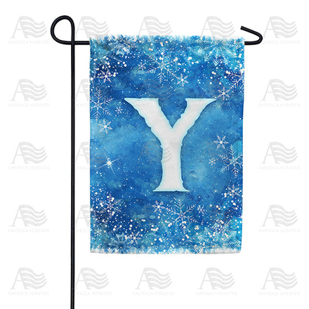 America Forever Icy Snowflakes Monogram Garden Flag