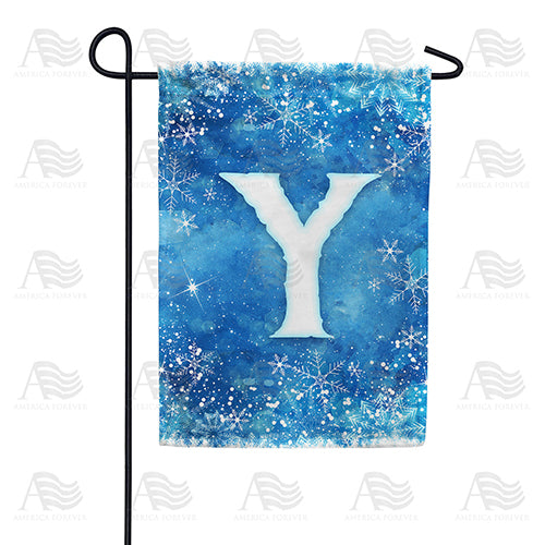 America Forever Icy Snowflakes Monogram Garden Flag