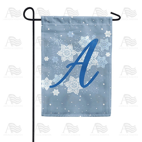 America Forever Blue Winter Monogram Garden Flag