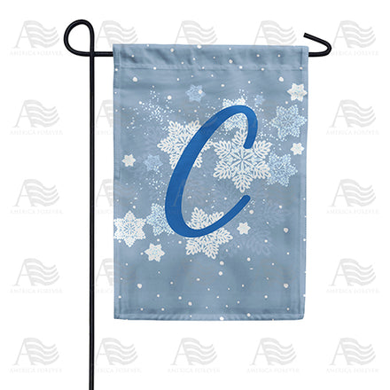America Forever Blue Winter Monogram Garden Flag