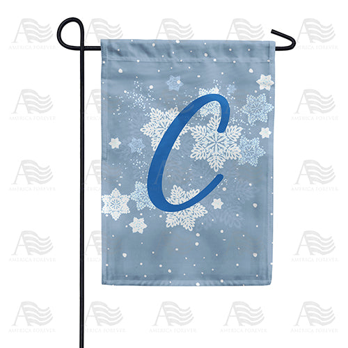America Forever Blue Winter Monogram Garden Flag