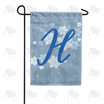 America Forever Blue Winter Monogram Garden Flag