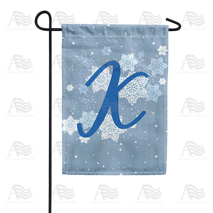 America Forever Blue Winter Monogram Garden Flag