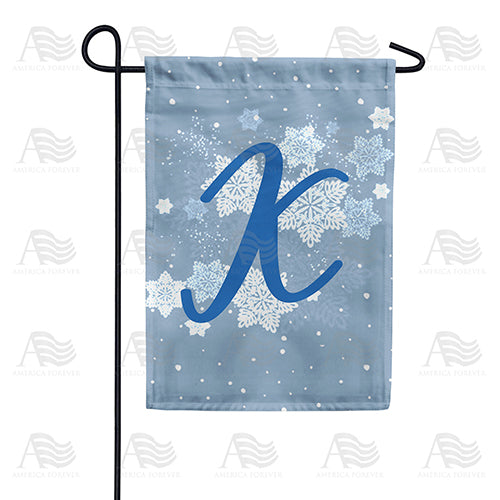America Forever Blue Winter Monogram Garden Flag