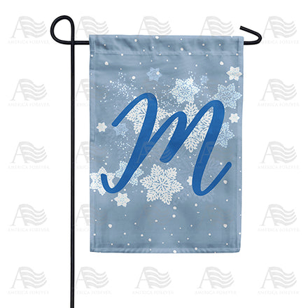 America Forever Blue Winter Monogram Garden Flag