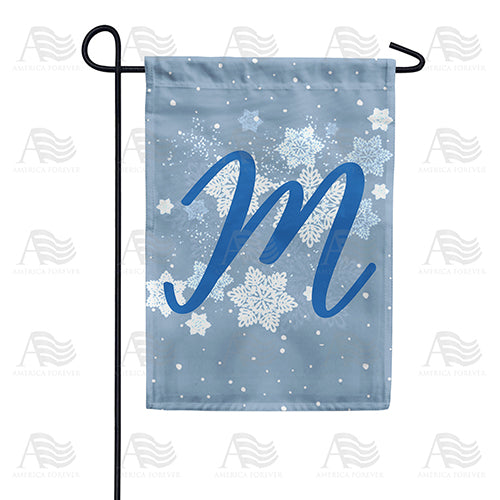 America Forever Blue Winter Monogram Garden Flag