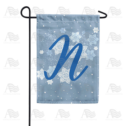 America Forever Blue Winter Monogram Garden Flag
