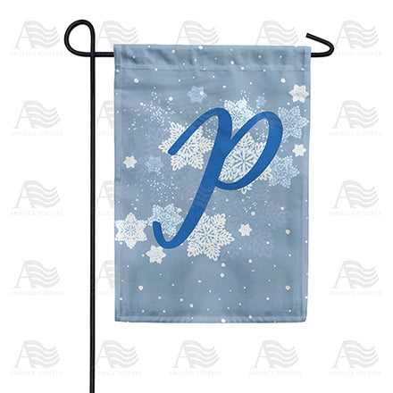 America Forever Blue Winter Monogram Garden Flag