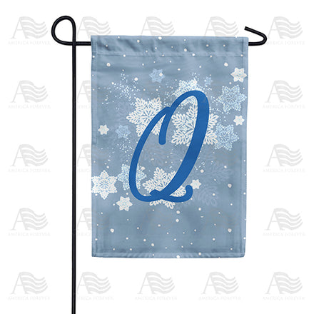 America Forever Blue Winter Monogram Garden Flag