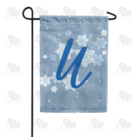 America Forever Blue Winter Monogram Garden Flag